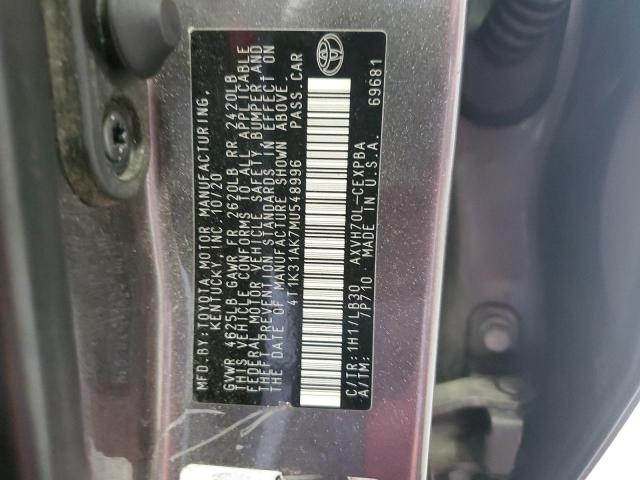 VIN 4T1K31AK7MU548996 2021 Toyota Camry, Xse no.12