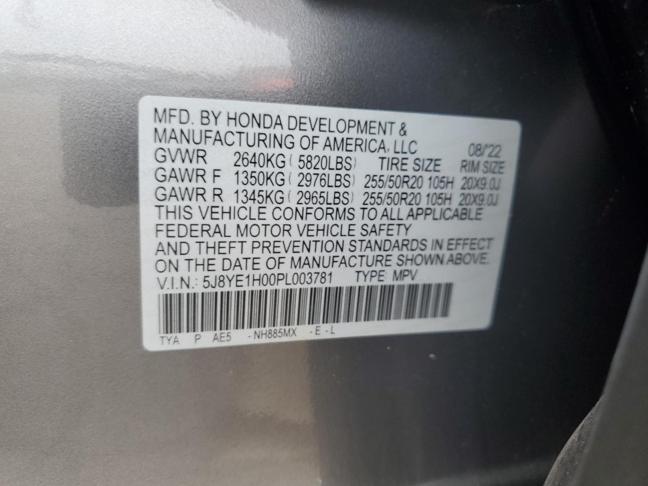 5J8YE1H00PL003781 2023 Acura Mdx A-Spec