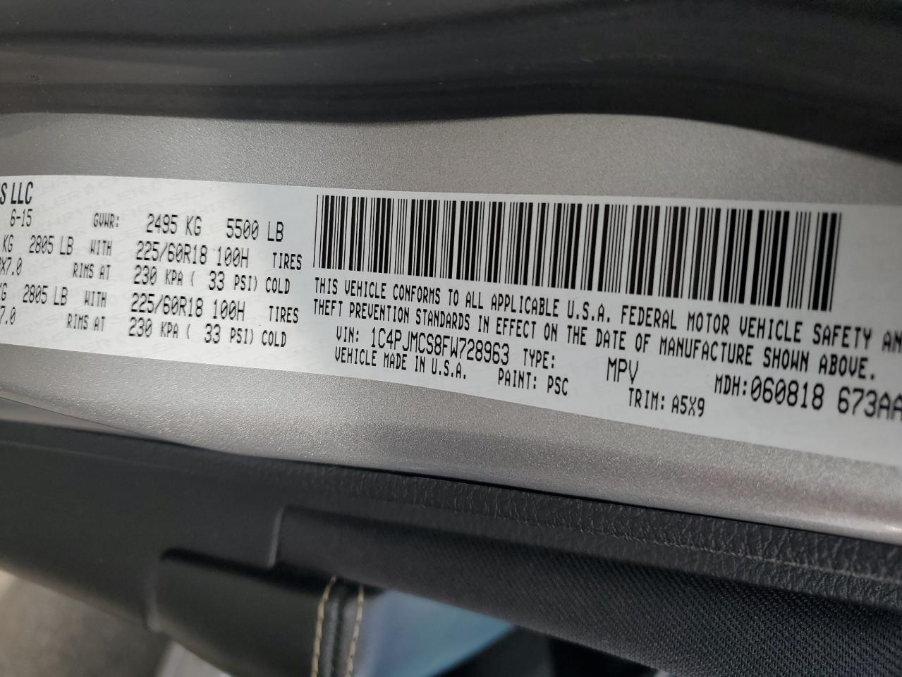 1C4PJMCS8FW728963 2015 Jeep Cherokee Latitude