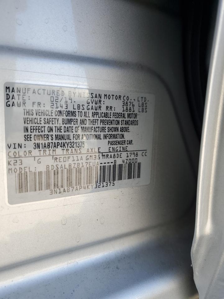 3N1AB7AP4KY321375 2019 Nissan Sentra S