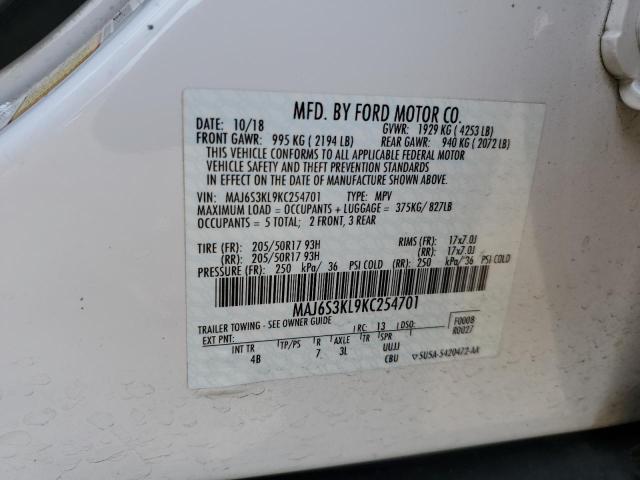 2019 Ford Ecosport Titanium VIN: MAJ6S3KL9KC254701 Lot: 58653424