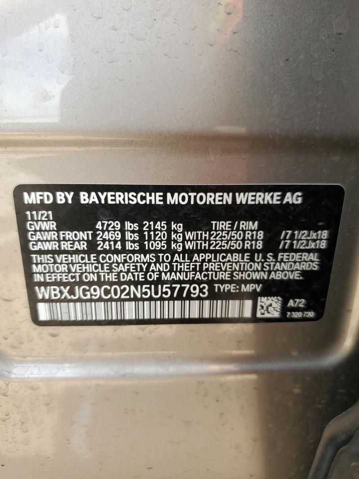 WBXJG9C02N5U57793 2022 BMW X1 xDrive28I