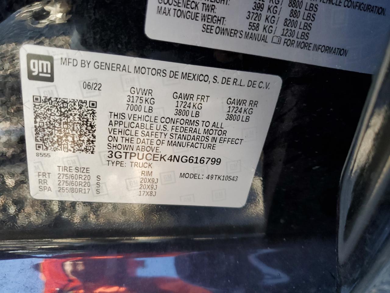 3GTPUCEK4NG616799 2022 GMC Sierra K1500 Elevation