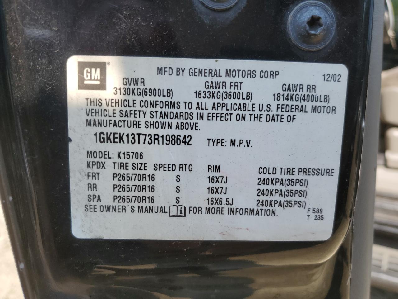 1GKEK13T73R198642 2003 GMC Yukon