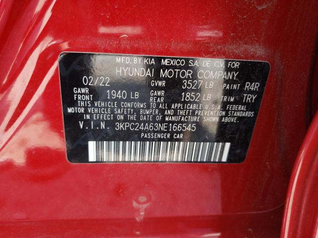 2022 Hyundai Accent Se VIN: 3KPC24A63NE166545 Lot: 60221134