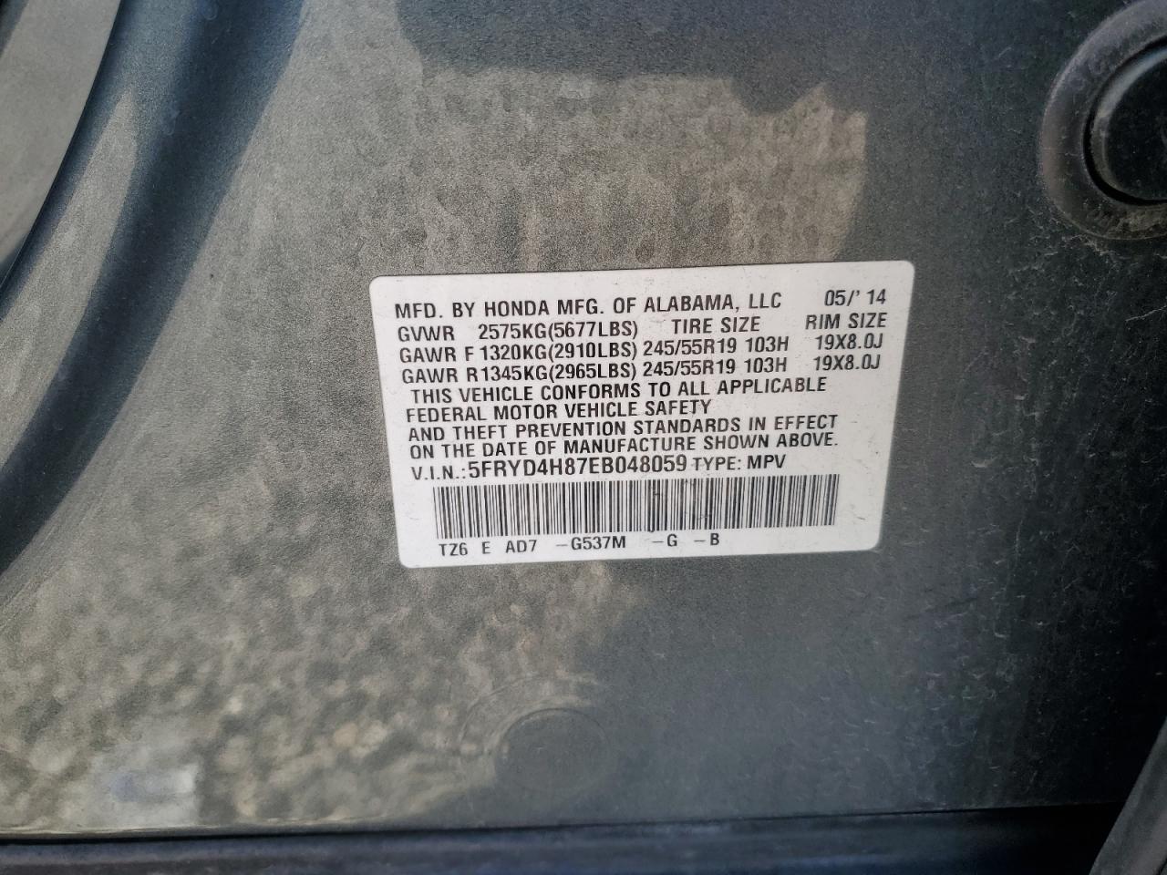 5FRYD4H87EB048059 2014 Acura Mdx Advance