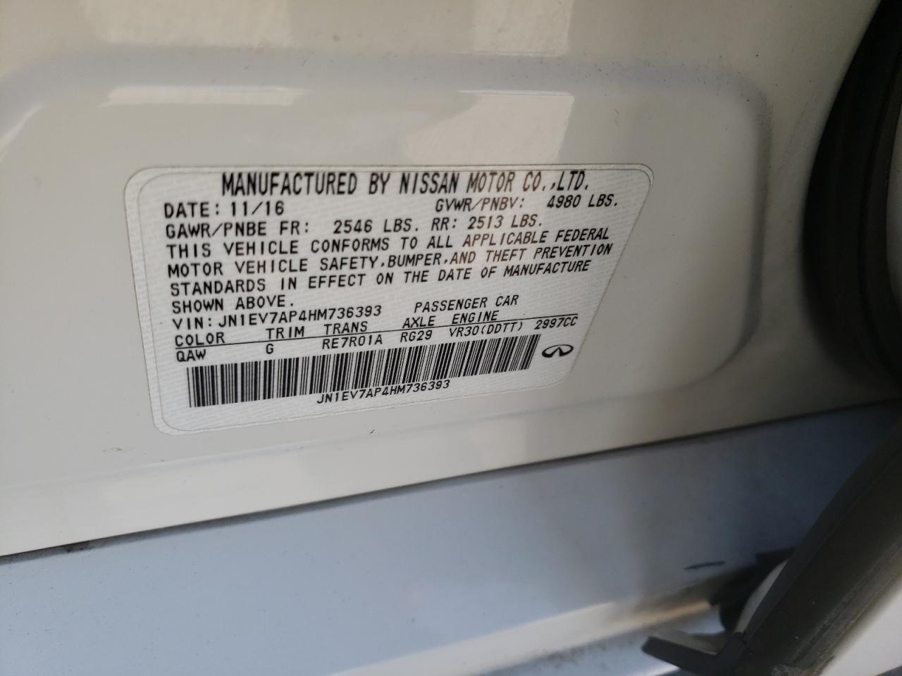 JN1EV7AP4HM736393 2017 Infiniti Q50 Premium