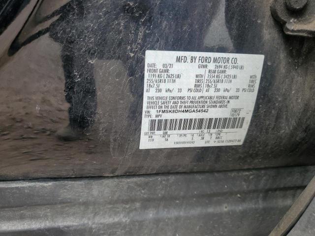 2021 Ford Explorer Xlt VIN: 1FMSK8DH4MGA54542 Lot: 59781394