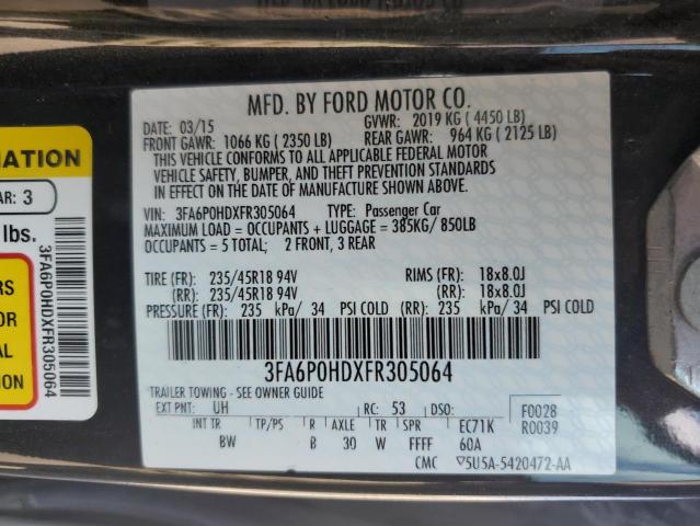 VIN 3FA6P0HDXFR305064 2015 Ford Fusion, SE no.12