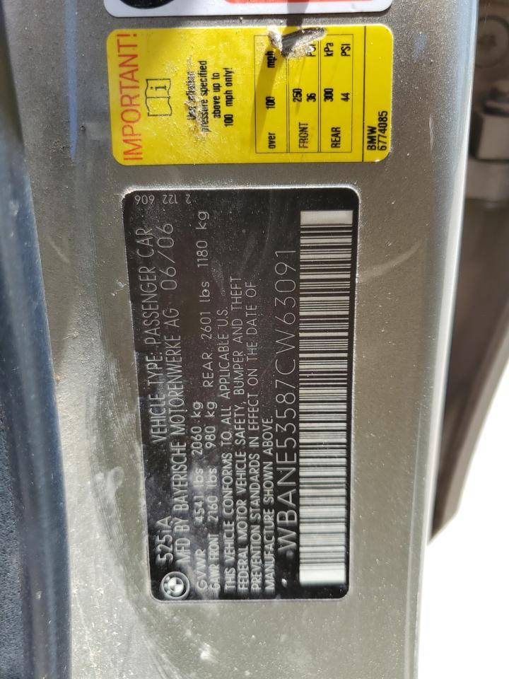 WBANE53587CW63091 2007 BMW 525 I