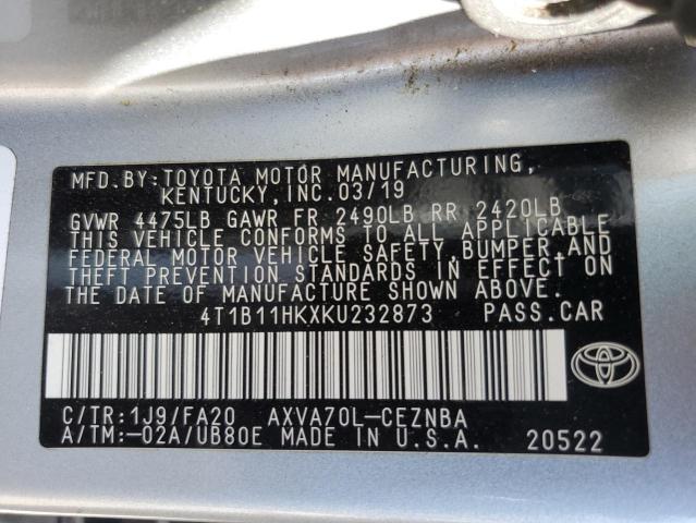 VIN 4T1B11HKXKU232873 2019 Toyota Camry, L no.13