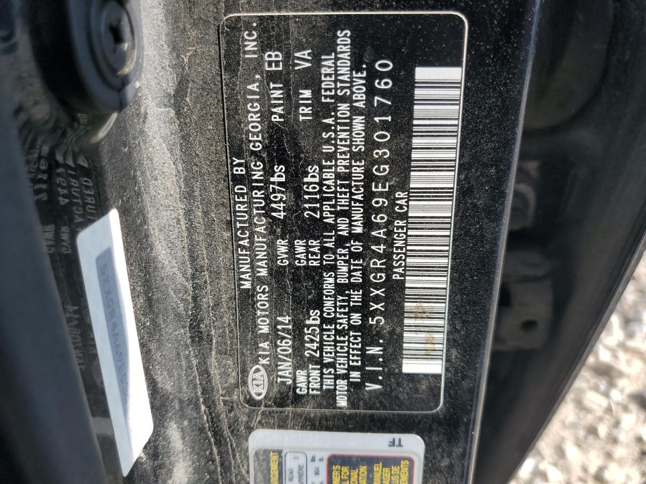 5XXGR4A69EG301760 2014 Kia Optima Sx