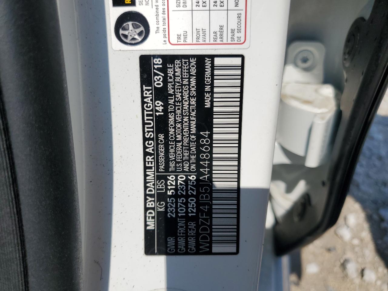 WDDZF4JB5JA448684 2018 Mercedes-Benz E 300