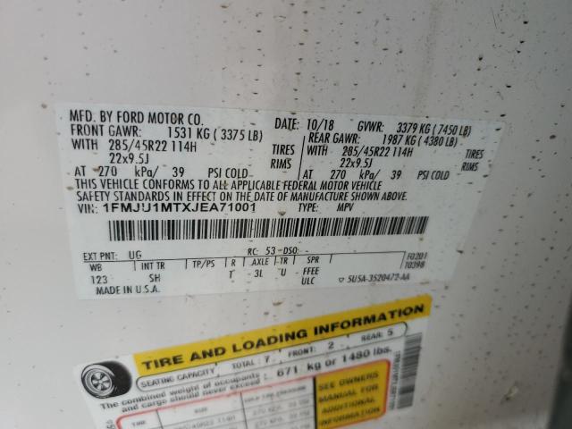 2018 Ford Expedition Platinum VIN: 1FMJU1MTXJEA71001 Lot: 57145554