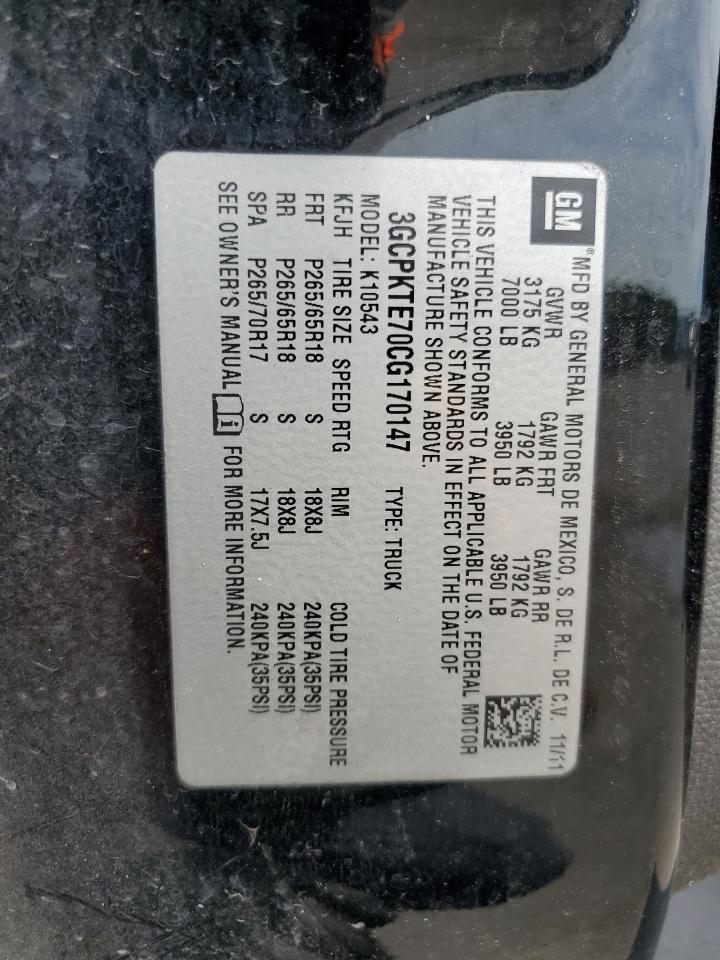 3GCPKTE70CG170147 2012 Chevrolet Silverado K1500 Ltz