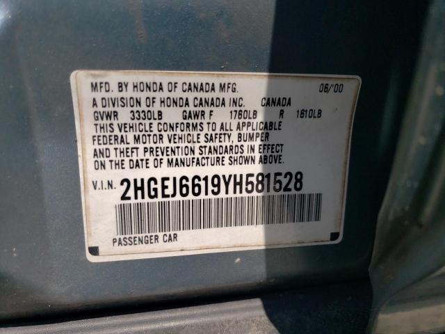 2HGEJ6619YH581528 2000 Honda Civic Base