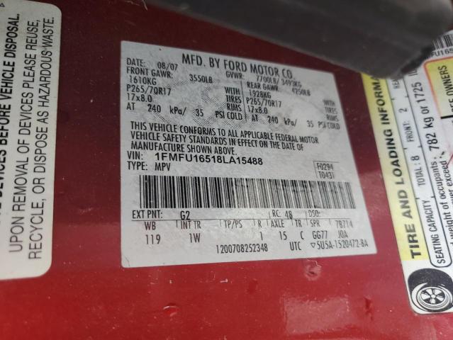 2008 Ford Expedition Xlt VIN: 1FMFU16518LA15488 Lot: 59169464