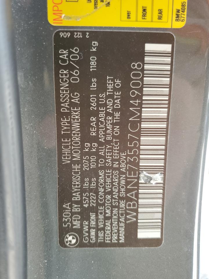 WBANE73557CM49008 2007 BMW 530 I