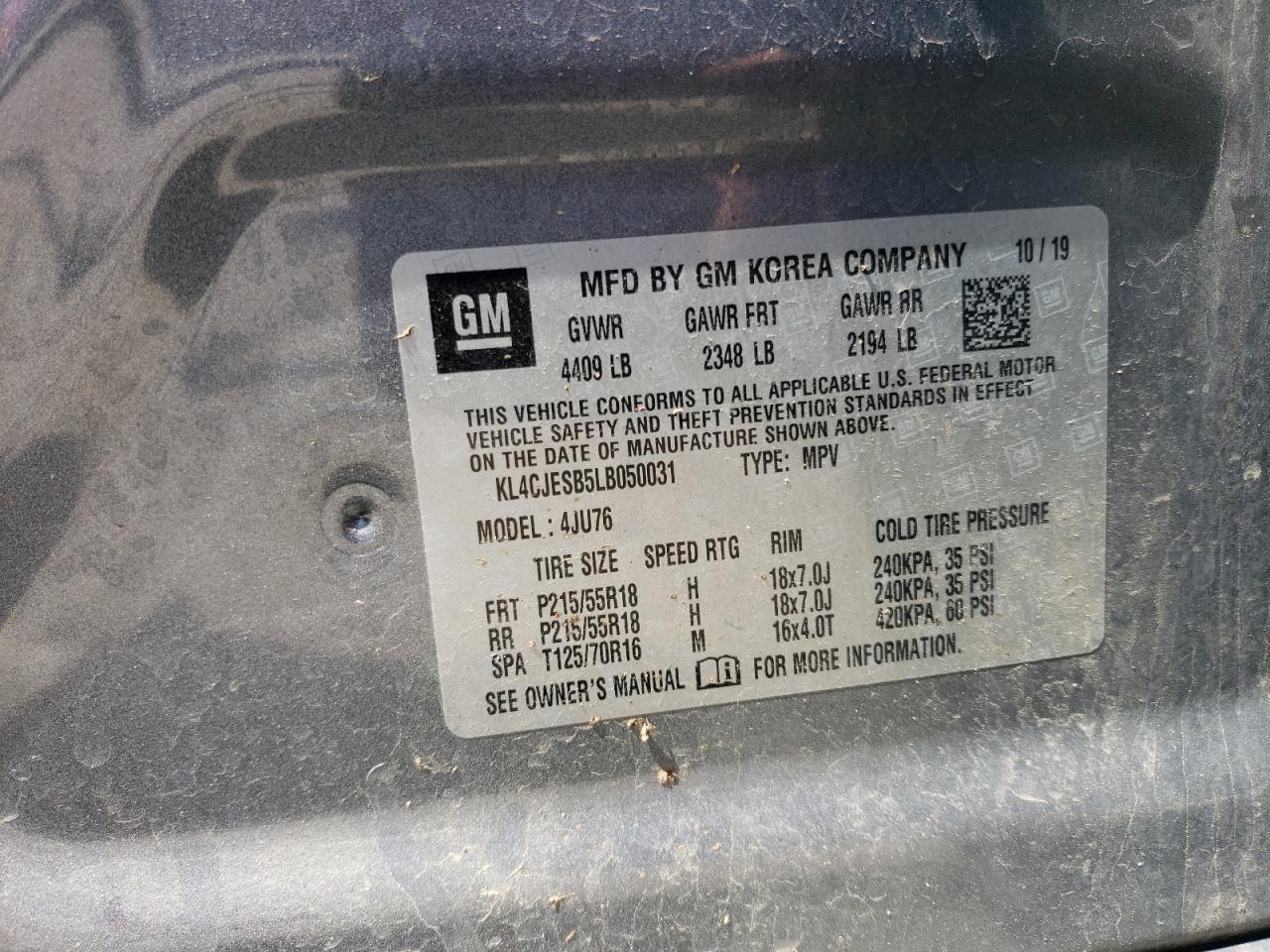 KL4CJESB5LB050031 2020 Buick Encore Preferred