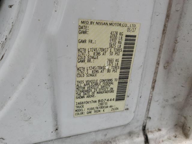 2017 Nissan Nv 1500 S VIN: 1N6BF0KY7HN807444 Lot: 57215104