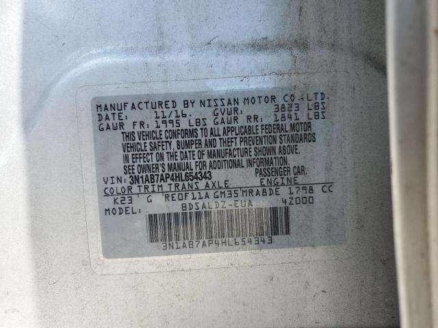 2017 Nissan Sentra S VIN: 3N1AB7AP4HL654343 Lot: 58477974