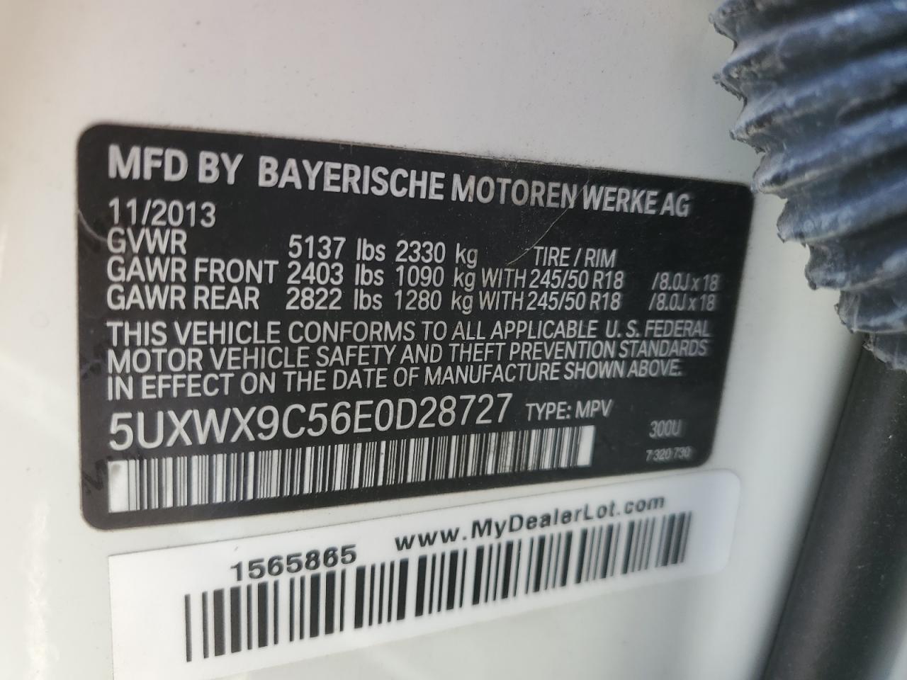 5UXWX9C56E0D28727 2014 BMW X3 xDrive28I