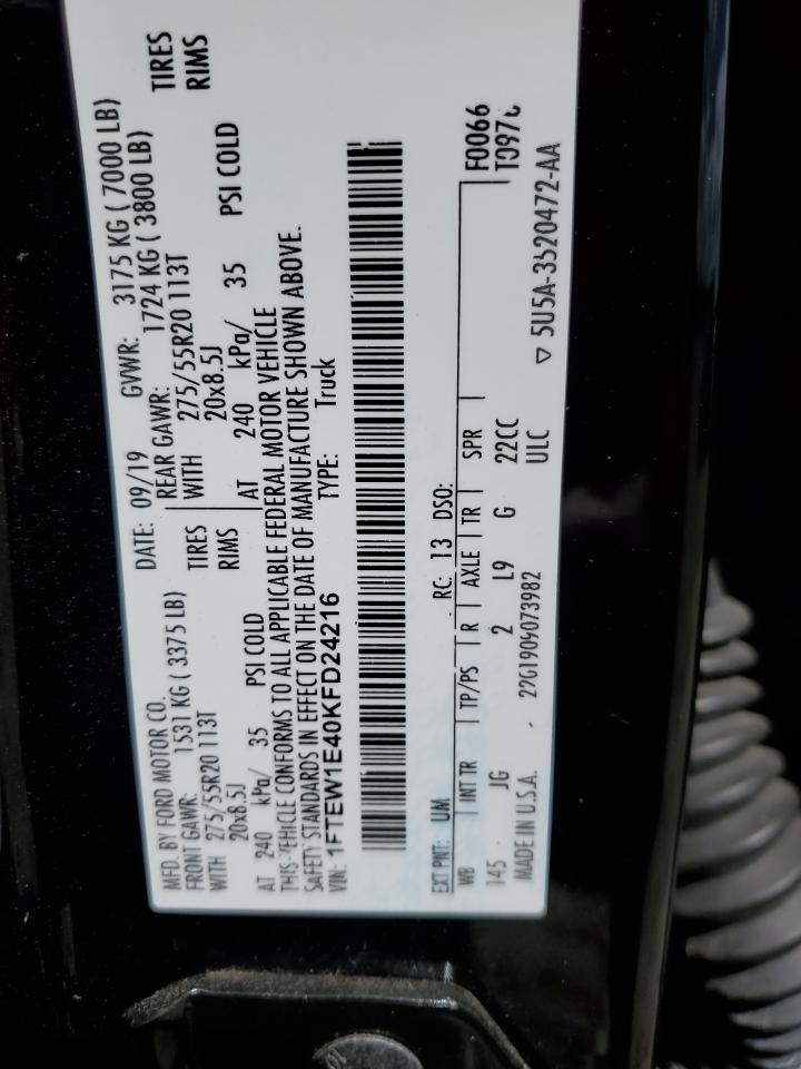 1FTEW1E40KFD24216 2019 Ford F150 Supercrew