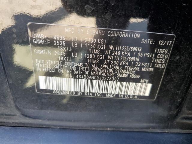 2018 Subaru Outback 2.5I Limited VIN: 4S4BSANC0J3278307 Lot: 58649874