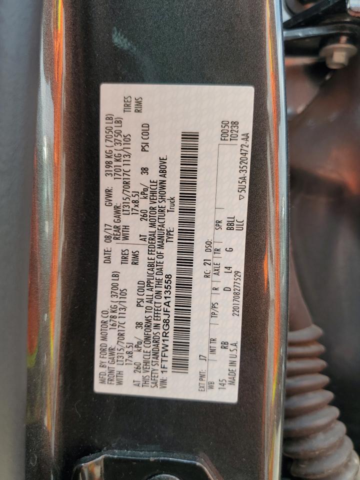 1FTFW1RG8JFA13558 2018 Ford F150 Raptor