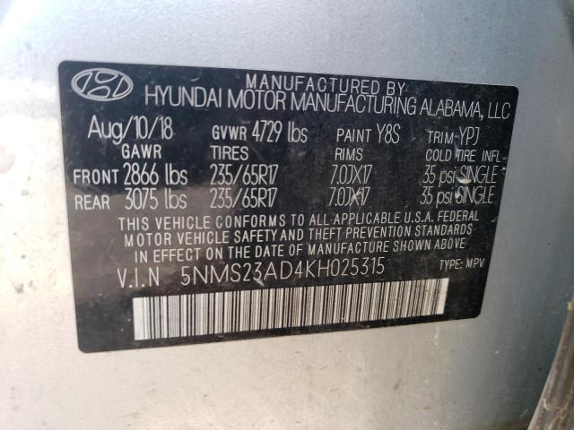 2019 HYUNDAI SANTA FE S - 5NMS23AD4KH025315