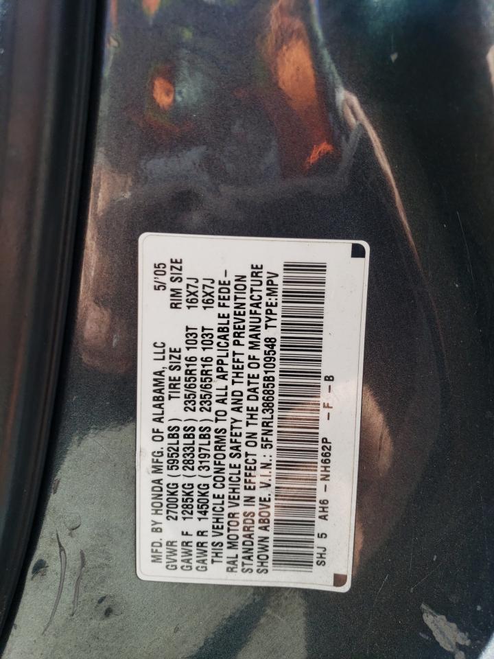 5FNRL38685B109548 2005 Honda Odyssey Exl