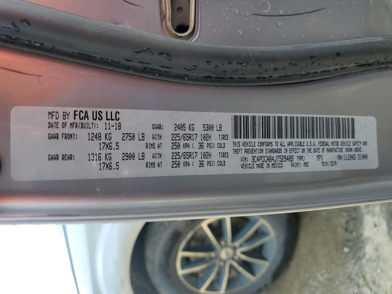 3C4PDCAB4JT529489 2018 Dodge Journey Se