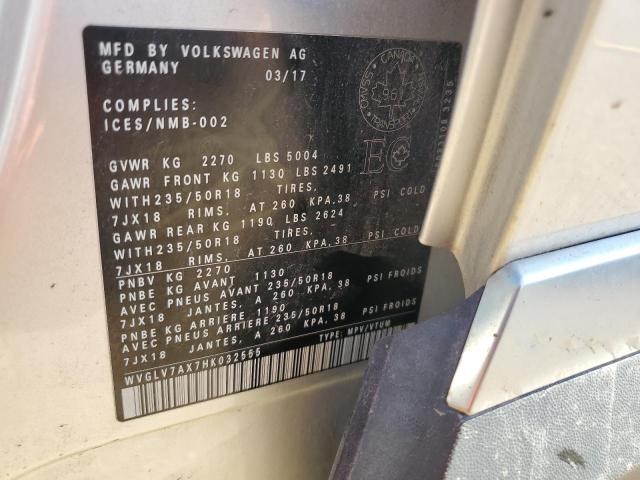2017 VOLKSWAGEN TIGUAN HIG WVGLV7AX7HK032555