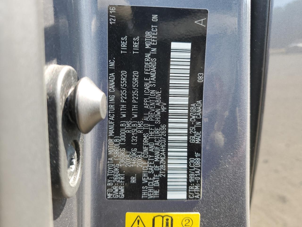 2T2BZMCA4HC072696 2017 Lexus Rx 350 Base