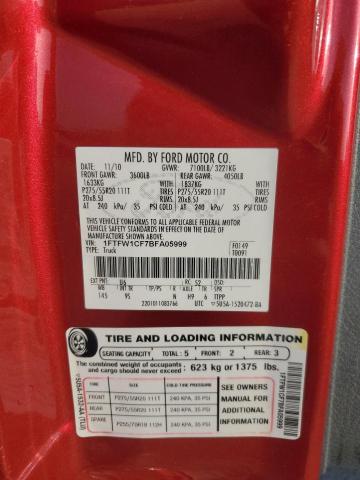 2011 Ford F150 Supercrew VIN: 1FTFW1CF7BFA05999 Lot: 61026154