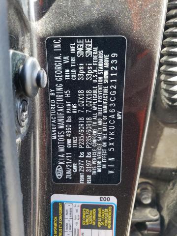 2012 Kia Sorento Ex VIN: 5XYKUCA63CG211239 Lot: 58198624