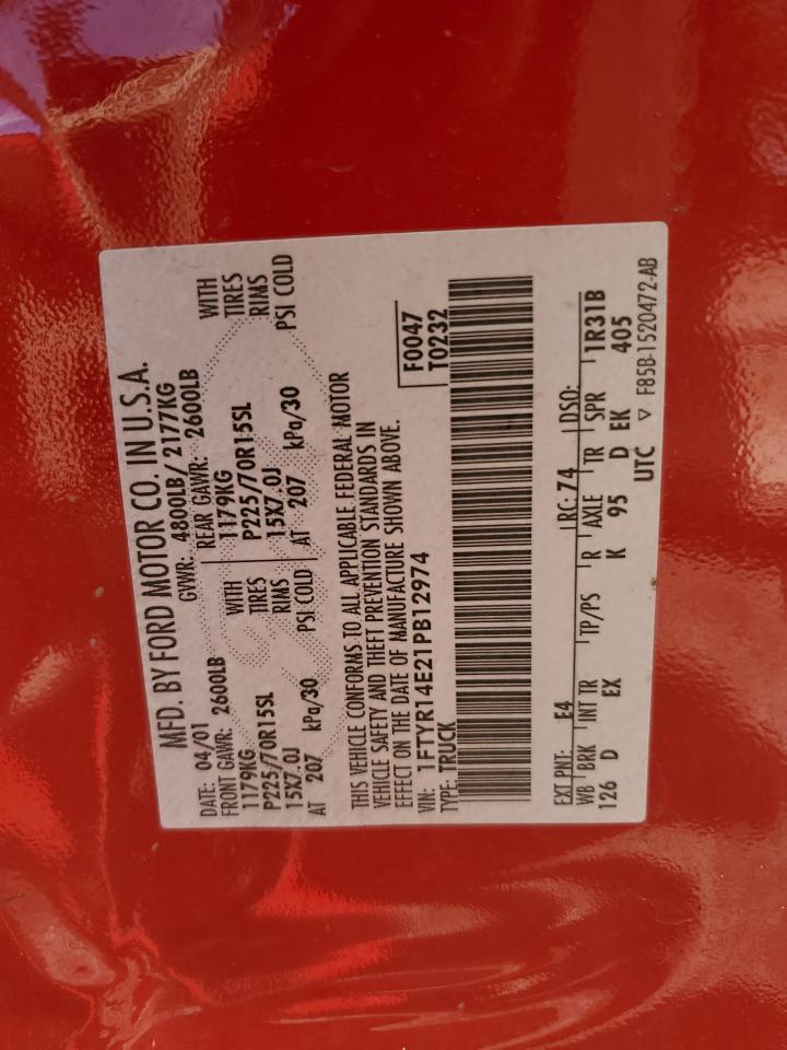 1FTYR14E21PB12974 2001 Ford Ranger Super Cab