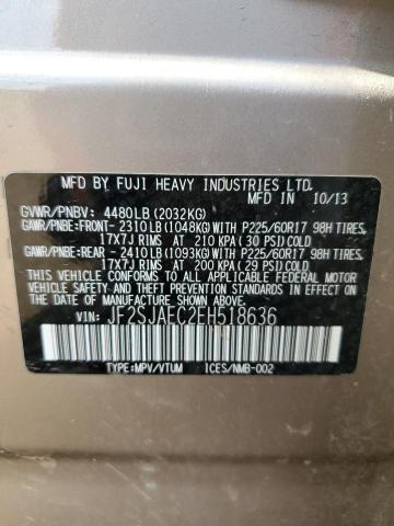 2014 Subaru Forester 2.5I Premium VIN: JF2SJAEC2EH518636 Lot: 59565554