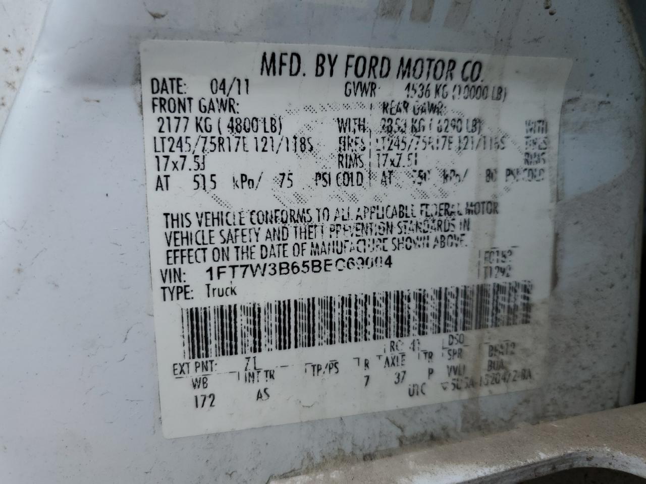 1FT7W3B65BEC69004 2011 Ford F350 Super Duty