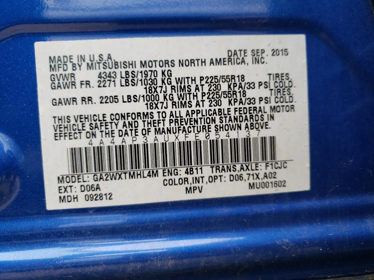 4A4AP3AUXFE054137 2015 Mitsubishi Outlander Sport Es