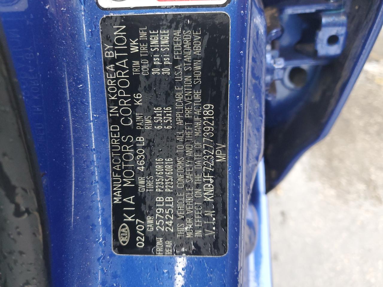 KNDJF723277392189 2007 Kia Sportage Ex