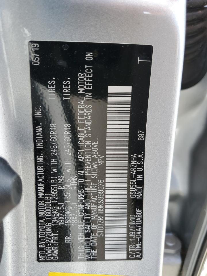 5TDBZRFH9KS999976 2019 Toyota Highlander Le