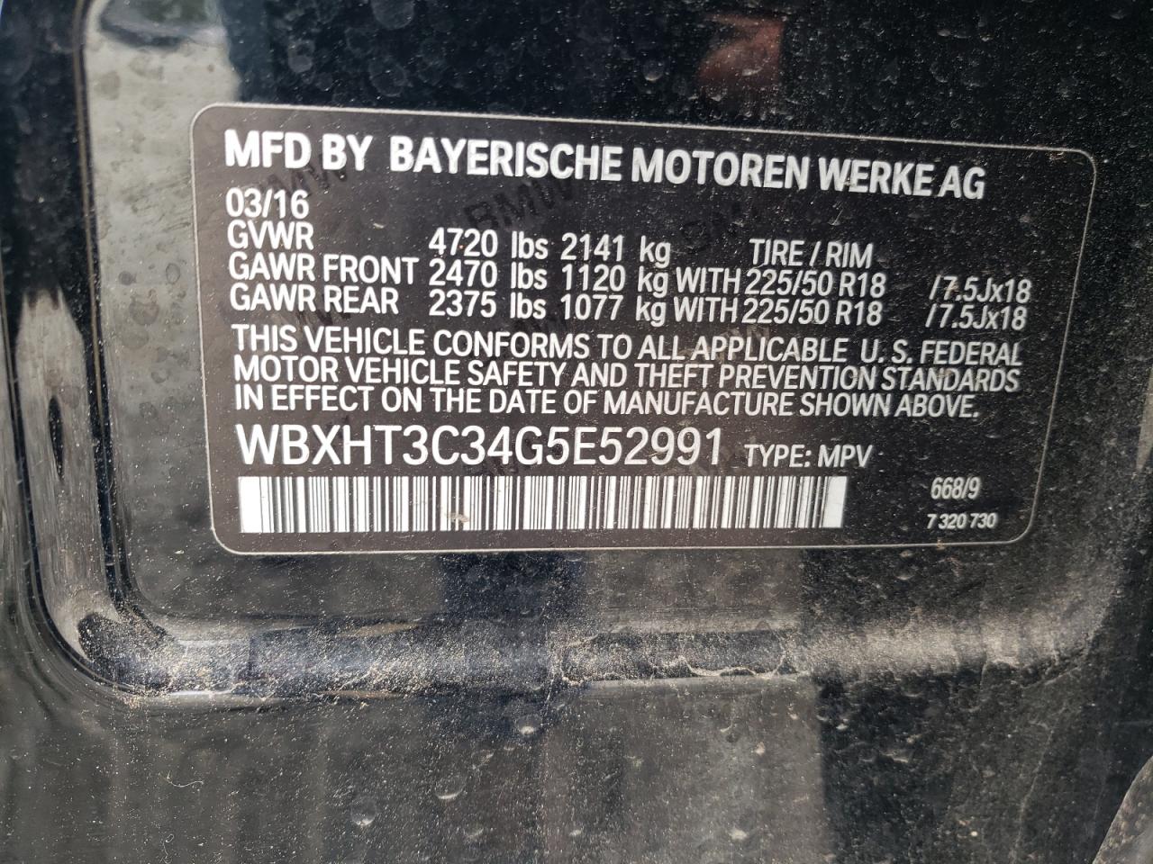 WBXHT3C34G5E52991 2016 BMW X1 xDrive28I