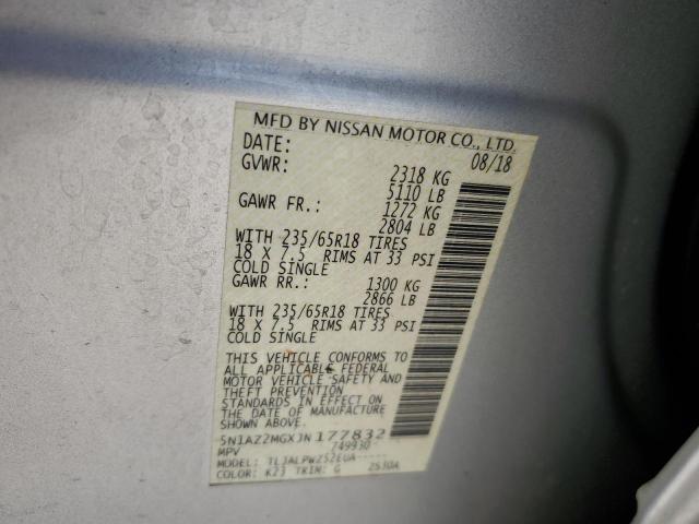 2018 Nissan Murano S VIN: 5N1AZ2MGXJN177832 Lot: 60590244