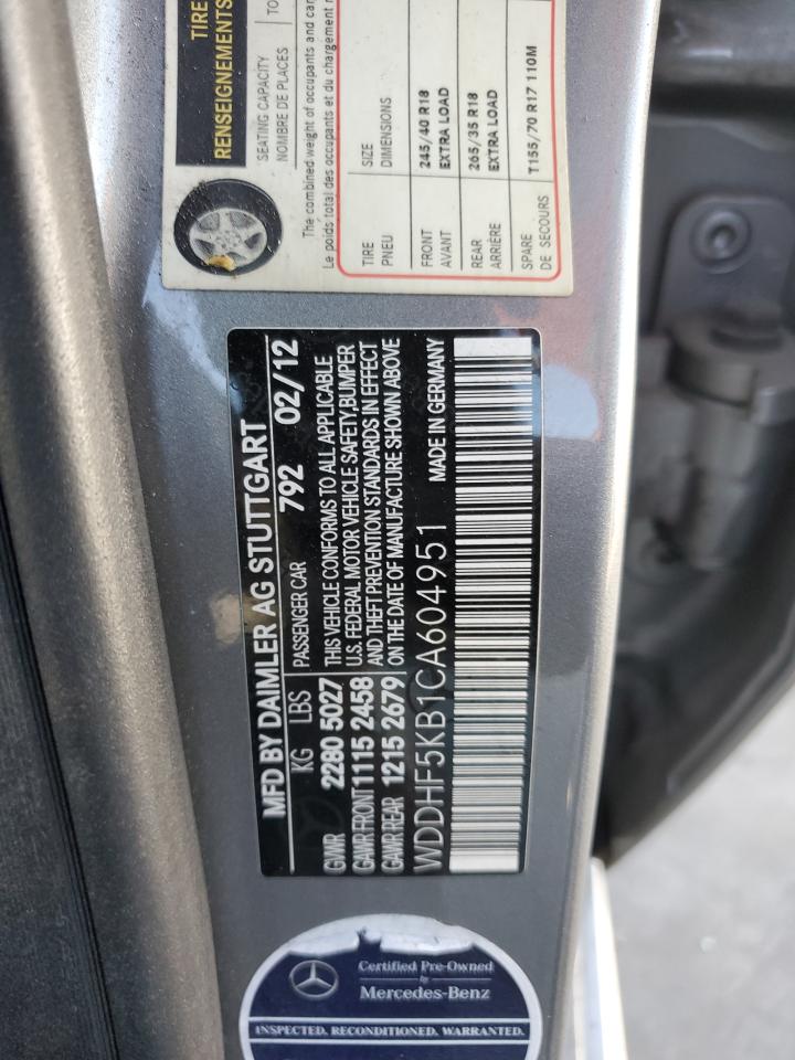 WDDHF5KB1CA604951 2012 Mercedes-Benz E 350