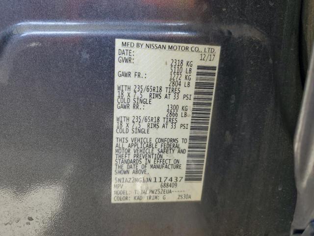 2018 Nissan Murano S VIN: 5N1AZ2MG1JN117437 Lot: 59294584