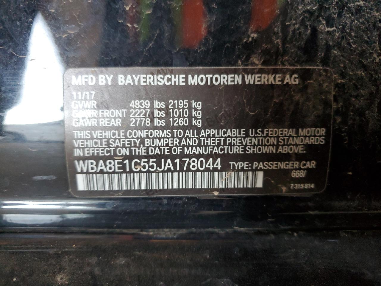 WBA8E1C55JA178044 2018 BMW 330E