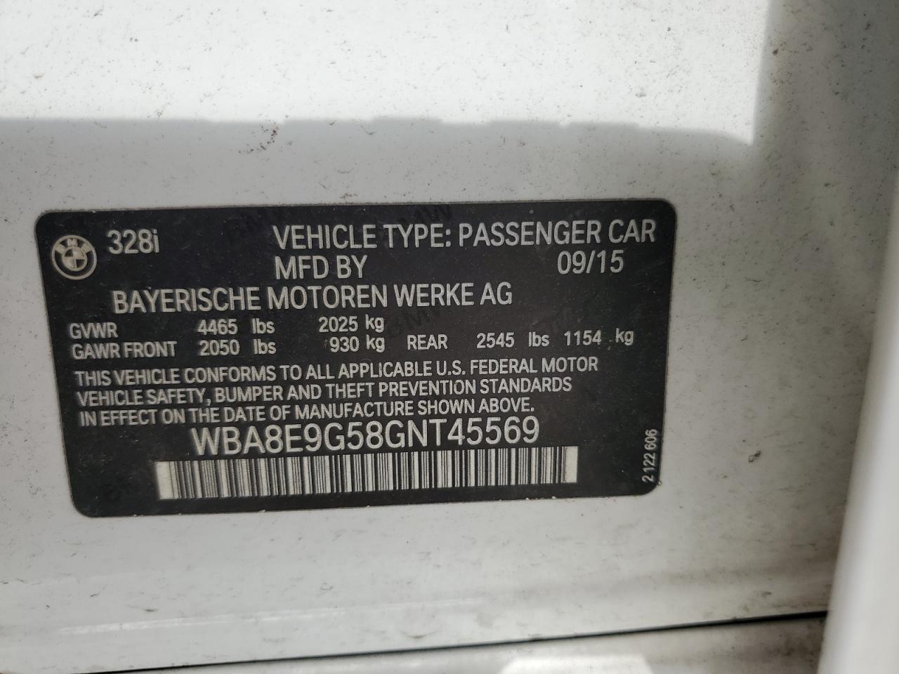 WBA8E9G58GNT45569 2016 BMW 328 I Sulev