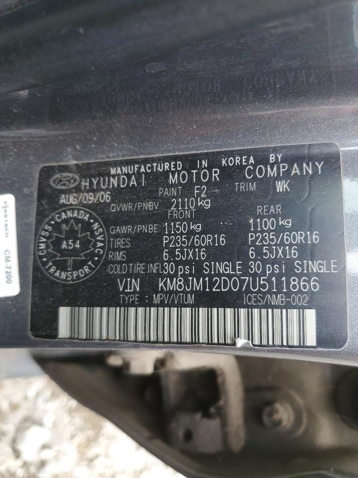 KM8JM12D07U511866 2007 Hyundai Tucson Gl