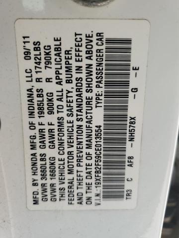 2012 Honda Civic Lx VIN: 19XFB2F59CE013554 Lot: 58428284